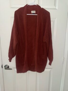 Universal Thread Open-Front Brick Red Knit Cardigan